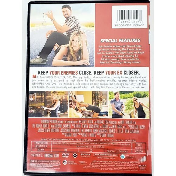The Bounty Hunter (DVD, 2010) Jennifer Aniston Gerard Butler - Sony Pictures - A - Picture 3 of 3
